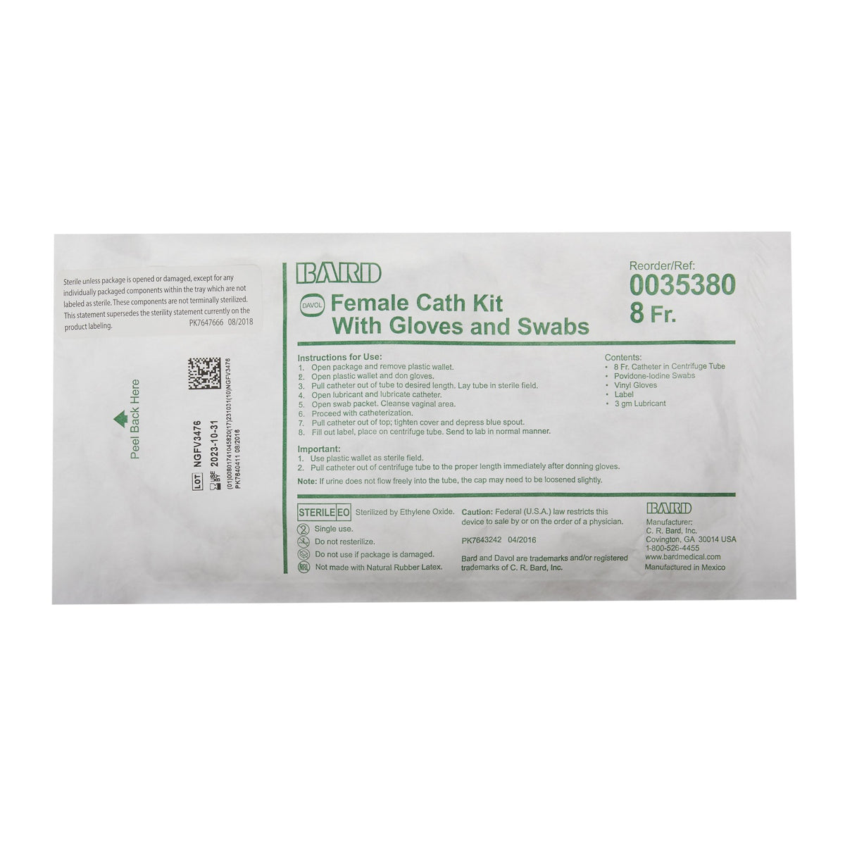 Urine Specimen Collection Kit Bard* 15 mL Collection Tube Sterile- Each - alternate view 2 - 0035380