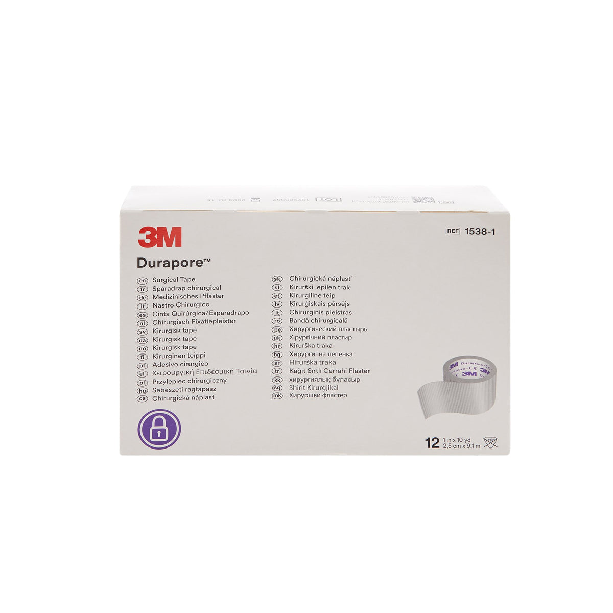 3M Durapore™ Silk-Like Cloth Surgical Tape, 1 Inch x 10 yds- Each - alternate view 3 - 3M15381