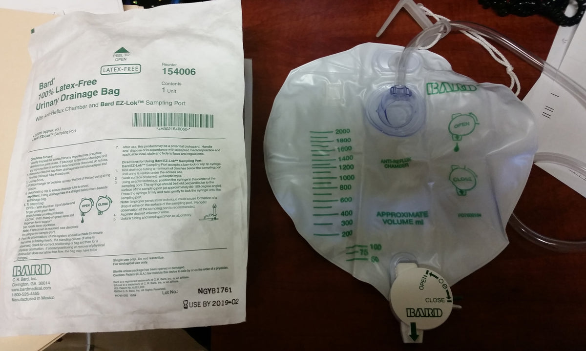 Urinary Drain Bag Bard® Anti-Reflux Valve 2000 mL Vinyl - BUB154006