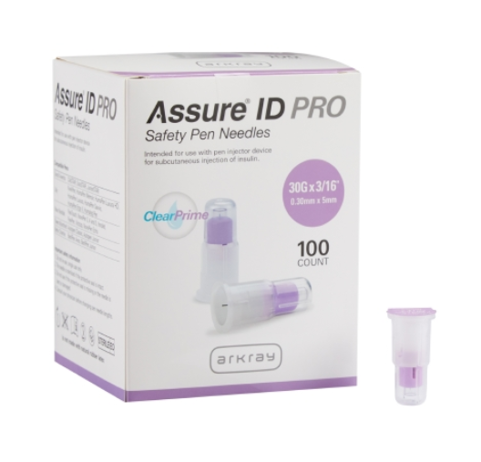 Safety Insulin Pen Needle Assure® ID Pro 30 Gauge 5 mm Length Automatic Safety Without Back-End Shield (Bx/100) - 276530
