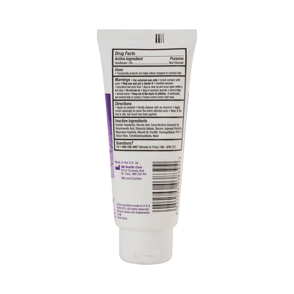 Skin Protectant 3M™ Cavilon™ 3.25 oz. Tube Unscented Cream CHG Compatible - Each - alternate view 2 - 3355
