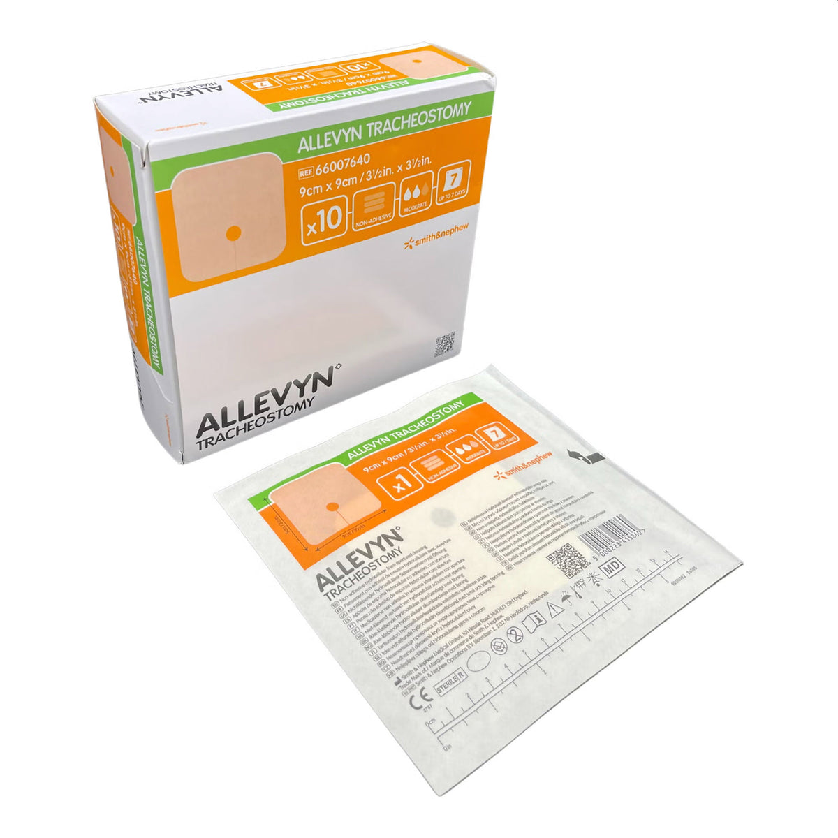 Allevyn Tracheostomy 3-1/2 X 3-1/2 Inch Foam dressing without Border Nonadhesive Fenestrated 66007640 (Box of 10) - ALLTRACH10