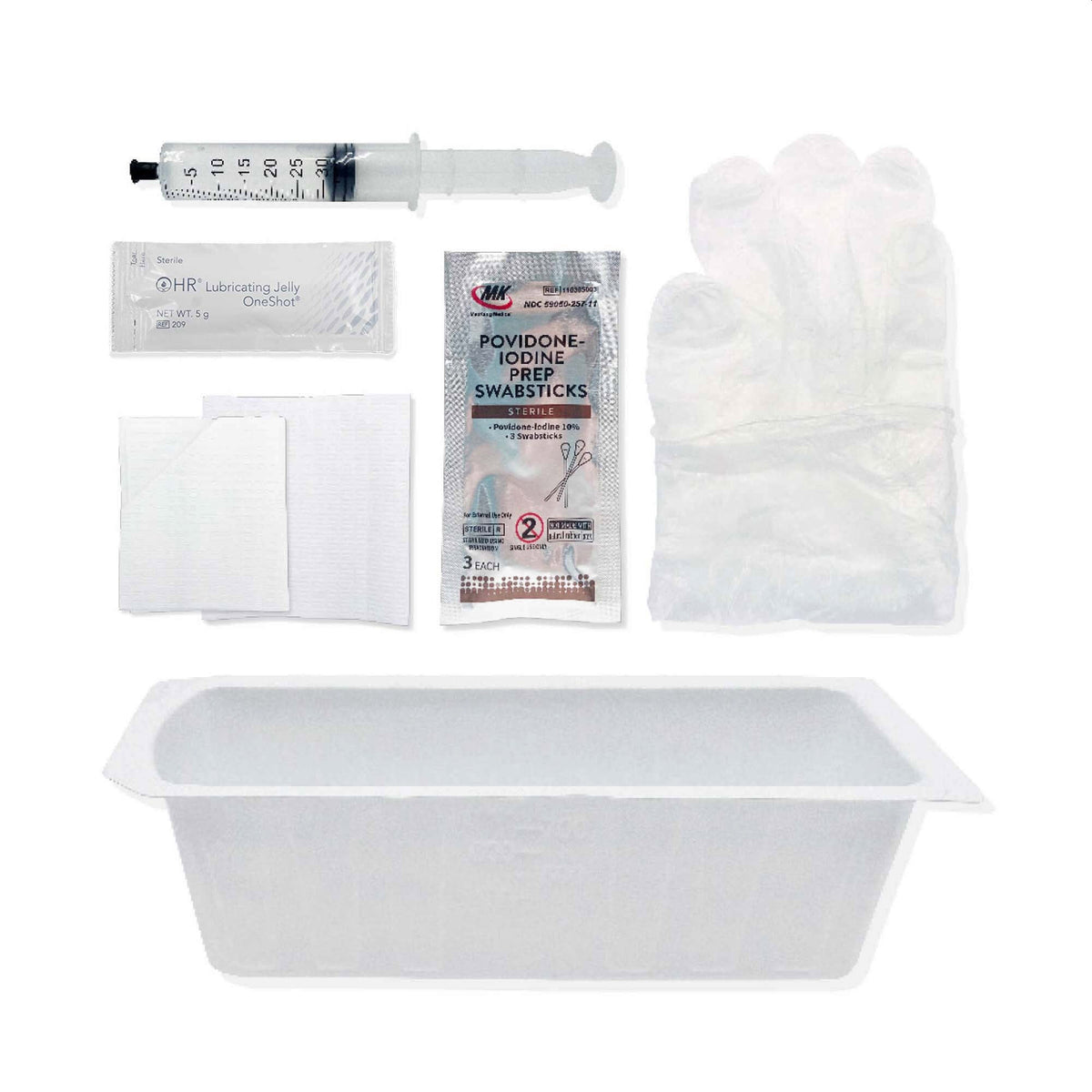 Foley Insertion Kit Tray Without Catheter 30 CC Pre-Filled and PVP Swabsticks Tray - Each