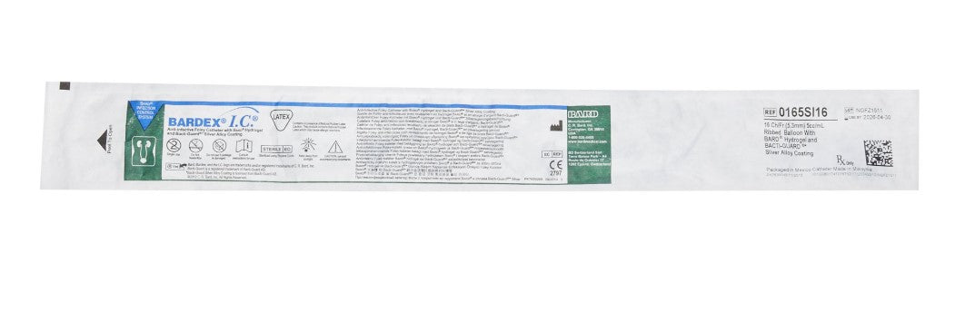 Bardex IC Silver Coated Straight 5 CC 16 Fr 0165SI16- Each - FCSC5CC16