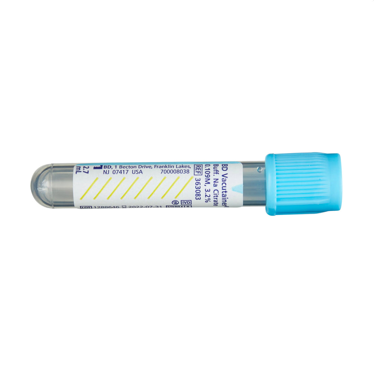 BD Vacutainer Light Blue Top Sodium Citrate Additive 2.7 mL - SOLD AS EACH - LBBTT01
