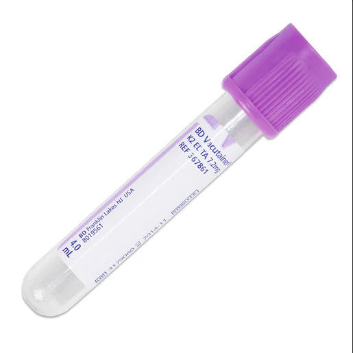 BD Vacutainer Lavender Top K2 EDTA Additive 4 mL - EACH - LBLTT01