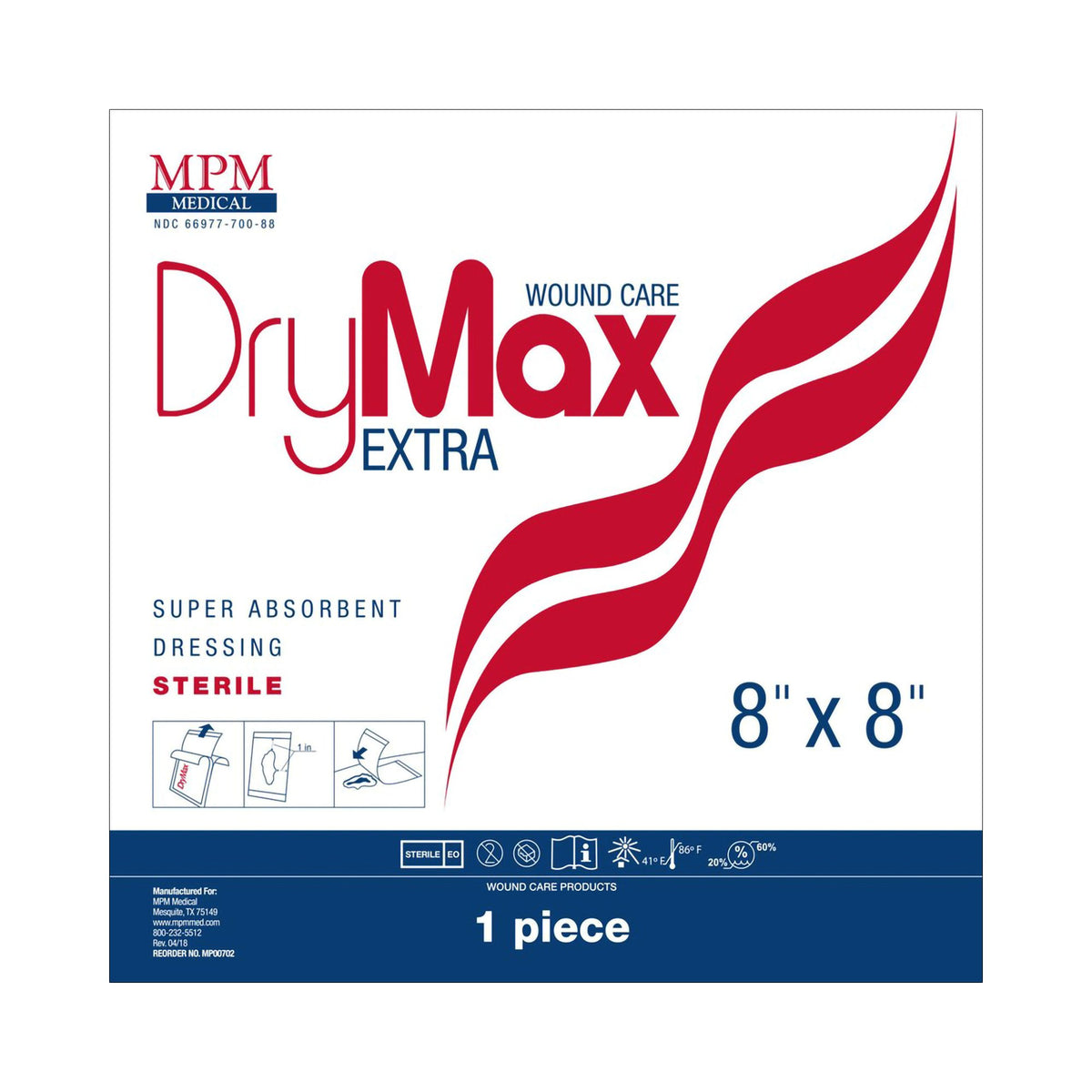 DryMax Extra 8 X 8 Inch Super Absorbent Dressing- Each - MP00702
