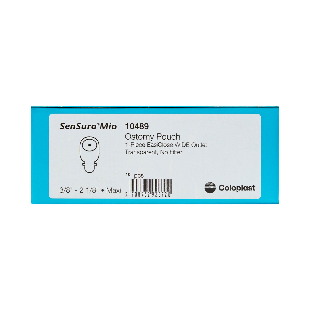 Coloplast SenSura® Mio One-Piece Drainable Pouch, Maxi, Wide Outlet, EasiClose™ Transparent, 3/8" to 2-1/8" Stoma (Bx/10) - OST10489
