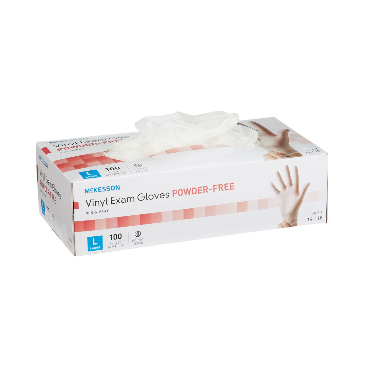McKesson Vinyl Exam Gloves Large - Case of 1000 - 14-118