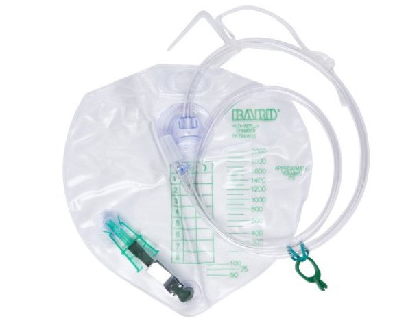 Bard Urine Bag 154002 Anti-Reflux Valve Sterile 2000 mL Vinyl - Each - BUB154002