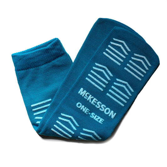 Slipper Socks Non Slip Unisex Adult One Size Fits Most Single Tread Single Patient Use Teal - Each - 16-OS-1069