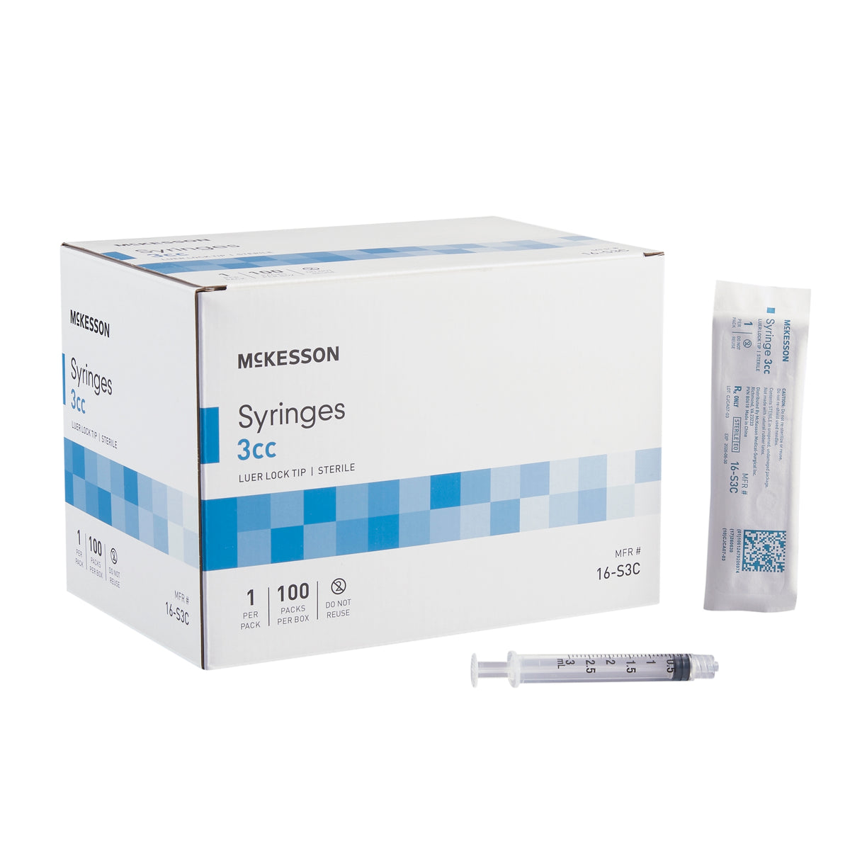 General Purpose Syringe 3 mL Luer Lock Tip Without Safety SYRINGE, LL 3CC (100/BX) - FC3CC100