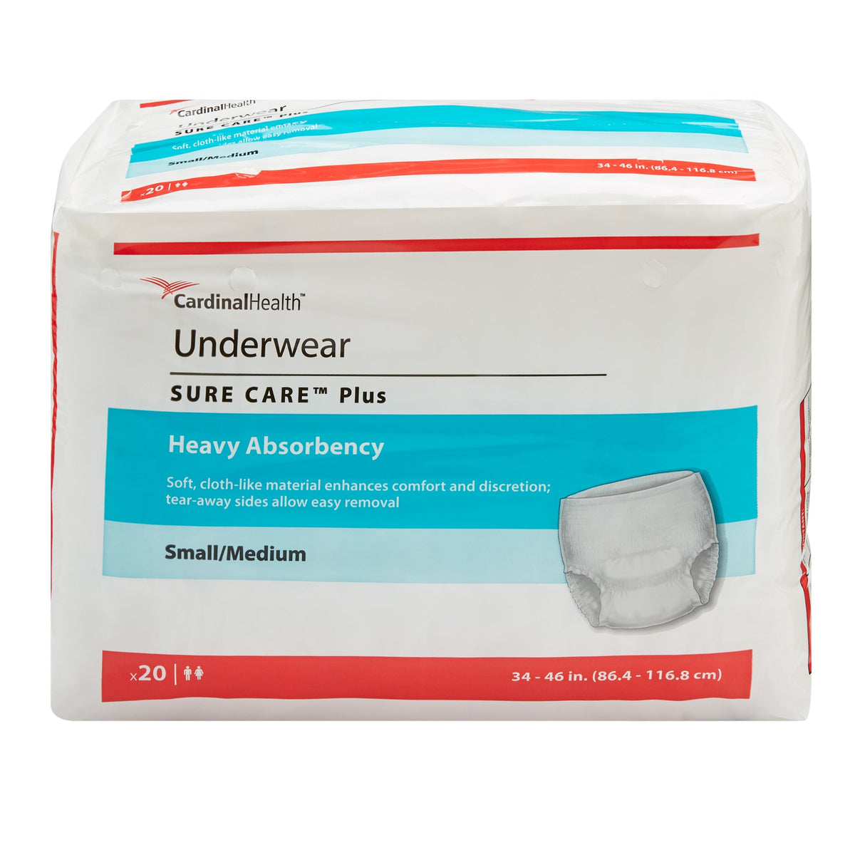 Cardinal Health, Underwear, Sure Care™ Plus, Small/Medium, 34" - 46" (Cs/80 Each) - alternate view 2 - 681605S