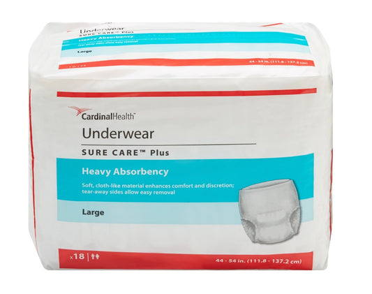Unisex Adult Absorbent Underwear Sure Care Plus Pull On with Tear Away Seams Large Disposable Heavy Absorbency (Case of 72) - 681615A