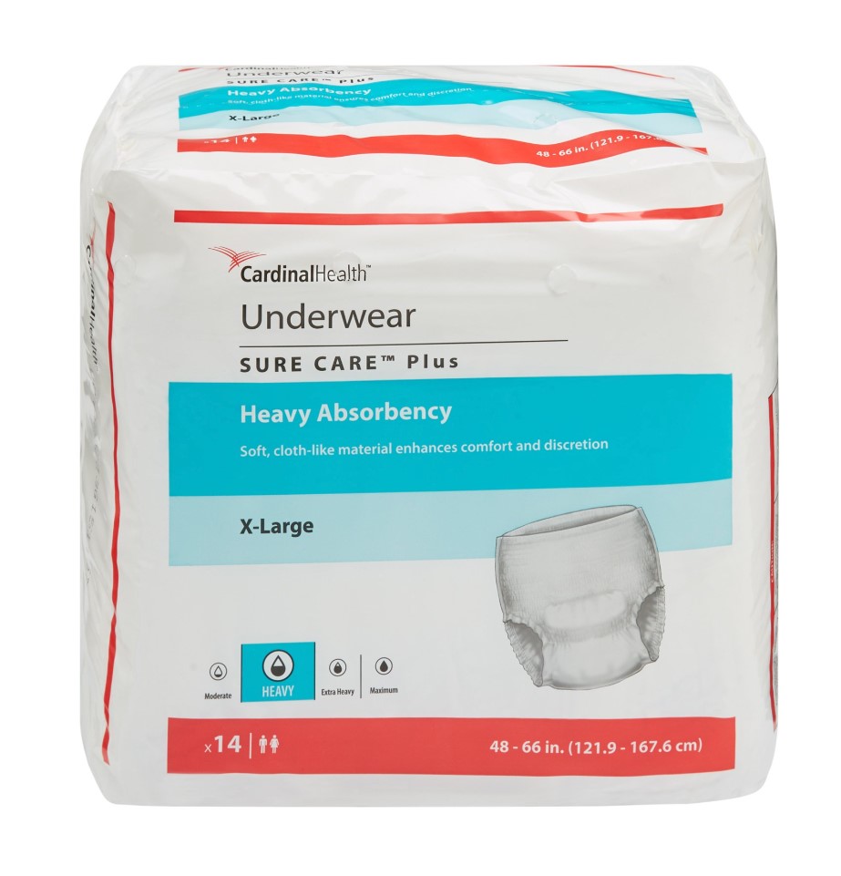 Unisex Adult Absorbent Underwear Sure Care Plus Pull On with Tear Away Seams X-Large Disposable Heavy Absorbency (Case of 56) - 681625X