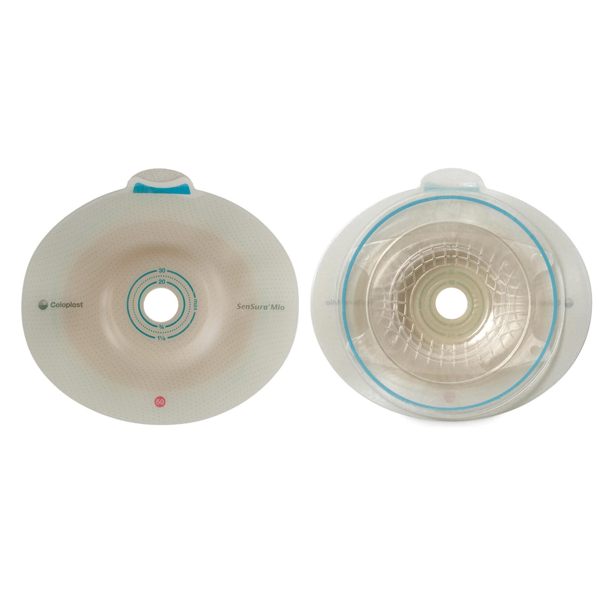 Ostomy Barrier SenSura® Mio Convex Trim to Fit, Extended Wear Elastic Adhesive 50 mm Flange Red Code System 15 to 40 mm Opening (Box of 5) - OST16483