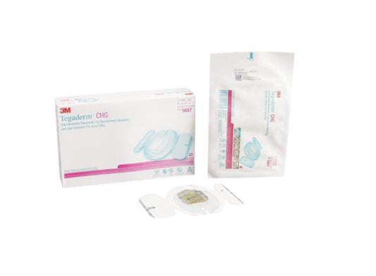 I.V. Dressing with CHG 3M Tegaderm CHG (Chlorhexidine Gluconate) / Film 3 1/2 X 4 1/2 Inch Sterile - EACH - 1657