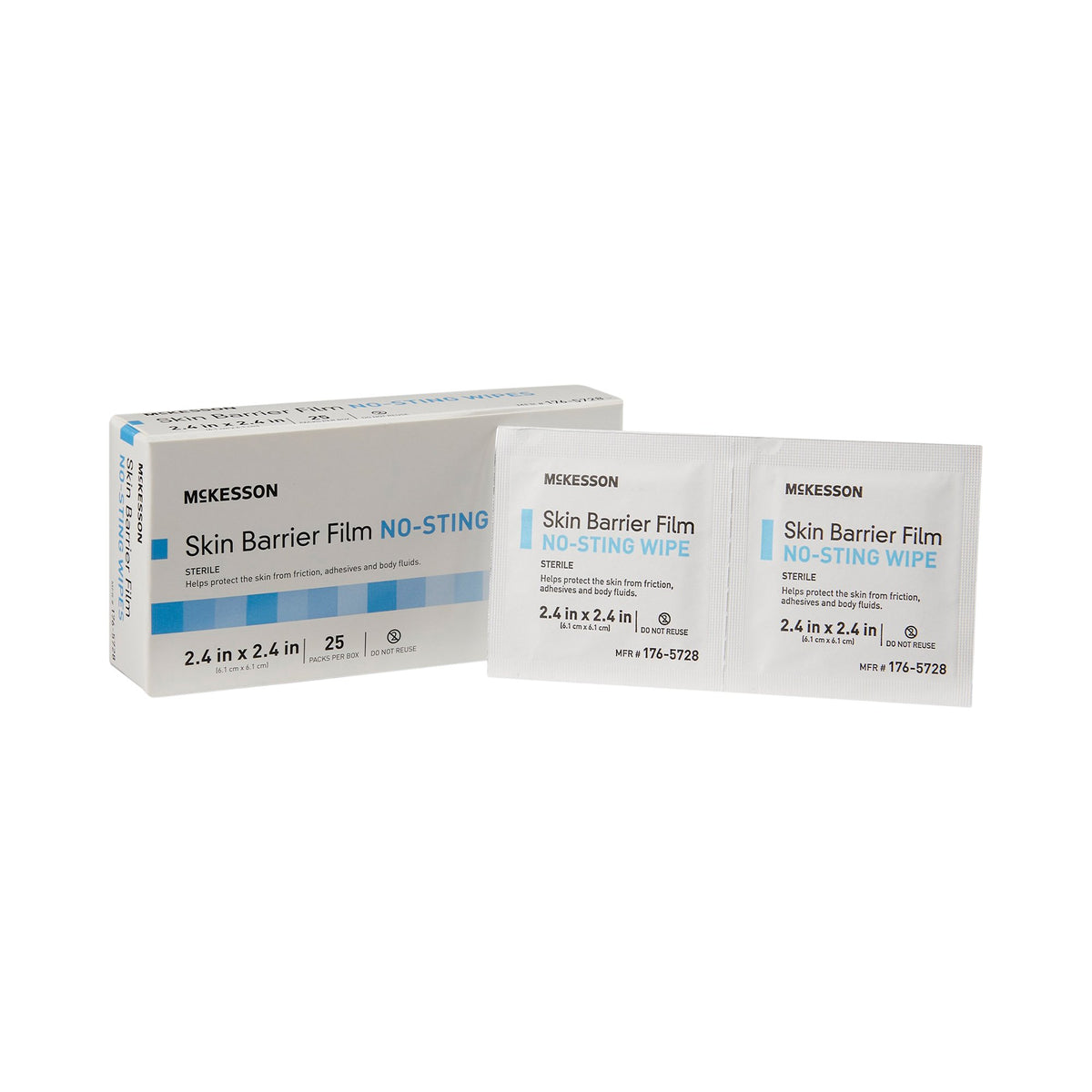 McKesson No Sting Skin Barrier Wipe 75 to 100% Hexamethyldisiloxane Individual Packet Sterile (Box of 25) - 176-5728