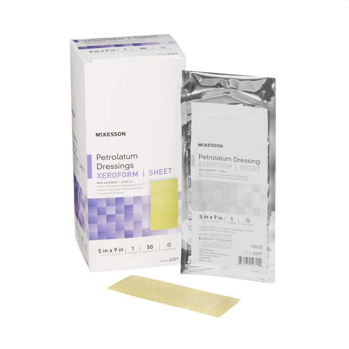 Xeroform Petrolatum Impregnated Dressing McKesson Rectangle 5 X 9 Inch Sterile (Box of 50)