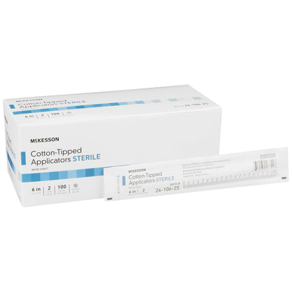 McKesson Cotton Tip Applicator Swabstick 6 Inch Sterile - Case of 2000 - 24-106-2S