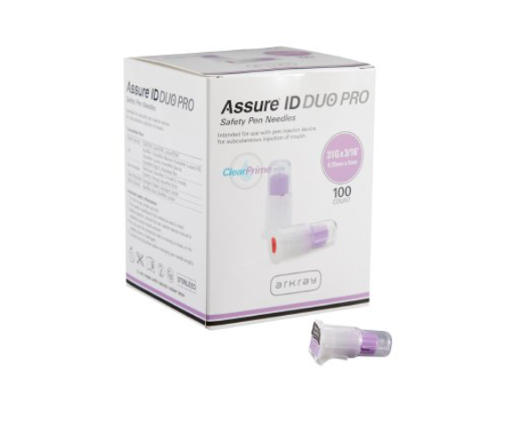 Safety Insulin Pen Needle Assure® ID DUO Pro 31 Gauge 5 mm Length Automatic Safety with Back-End Shield (Bx/100) - 277531