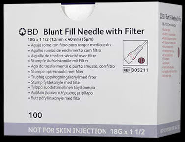 Filter Needle BD™ 18 Gauge Blunt 305211 (Box of 100) - 305211