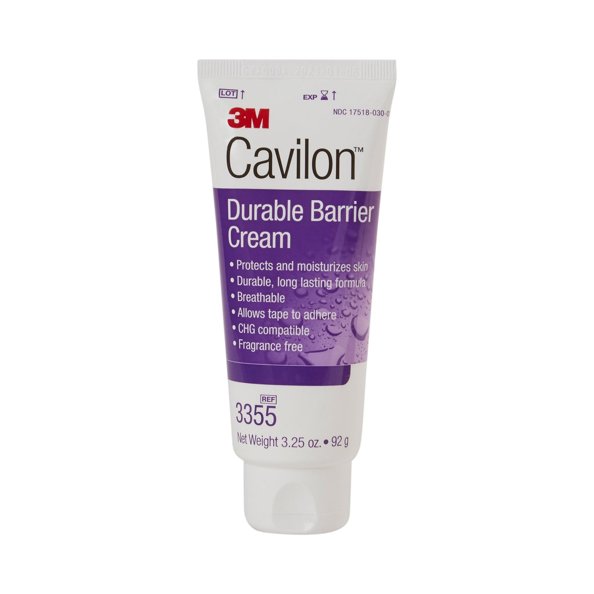 Skin Protectant 3M™ Cavilon™ 3.25 oz. Tube Unscented Cream CHG Compatible - Each - 3355