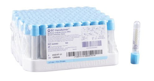 BD Vacutainer® Coagulation Tube 2.7 mL Light Blue 13 x 75mm (Box/100) - 363083
