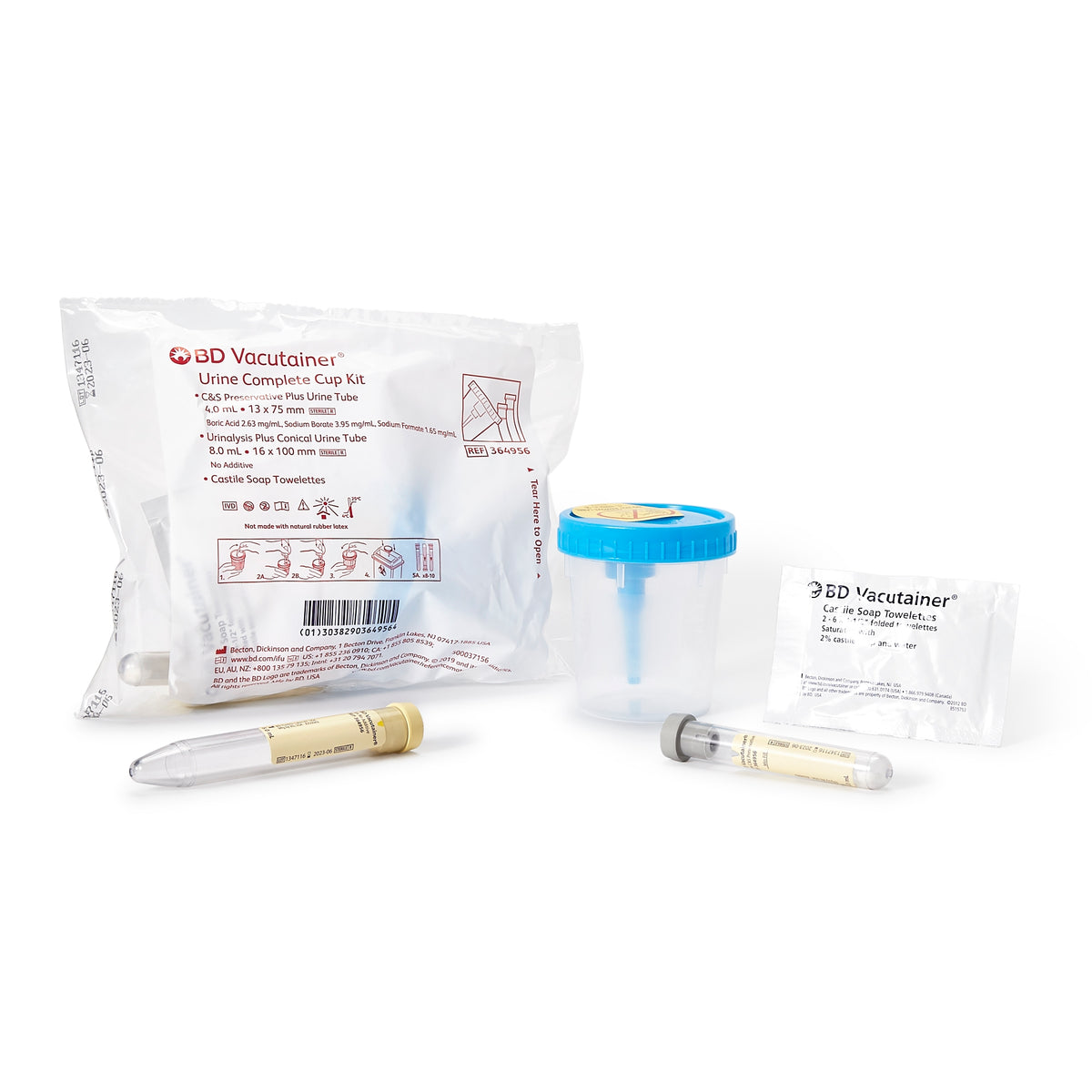 Urine Specimen Collection Kit BD Vacutainer® 4 mL / 8 mL Plastic Collection Cup / Collection Tube Sterile (Case of 50) - alternate view 2 - 364956