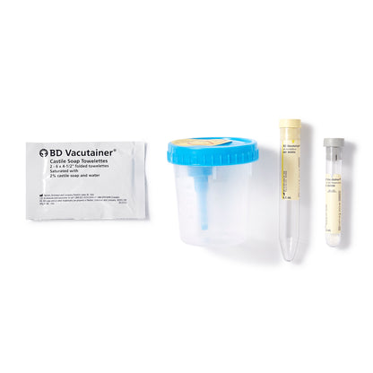 Urine Specimen Collection Kit BD Vacutainer® 4 mL / 8 mL Plastic Collection Cup / Collection Tube Sterile (Case of 50) - 364956