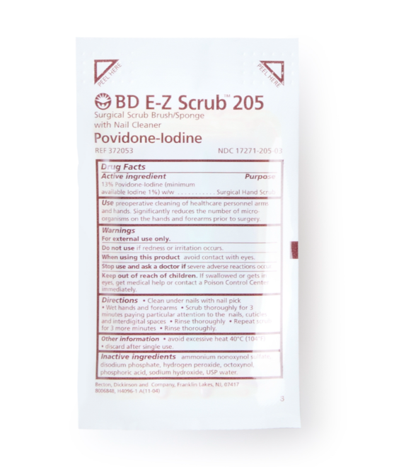 Impregnated Scrub Brush BD E-Z Scrub™ Polyethylene Bristles / Sponge Brown (Bx/30) - alternate view 3 - 372053
