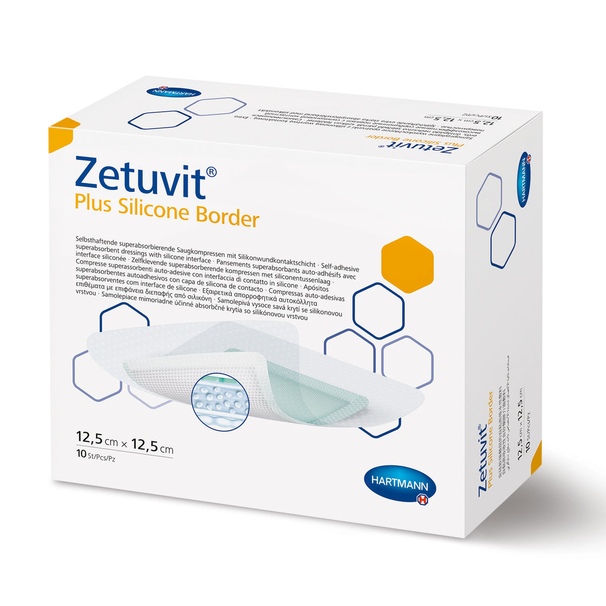 Zetuvit® Plus Silicone Border 5 X 5 Inch Square Super Absorbent Dressing (Box of 10) - ZETUB5510