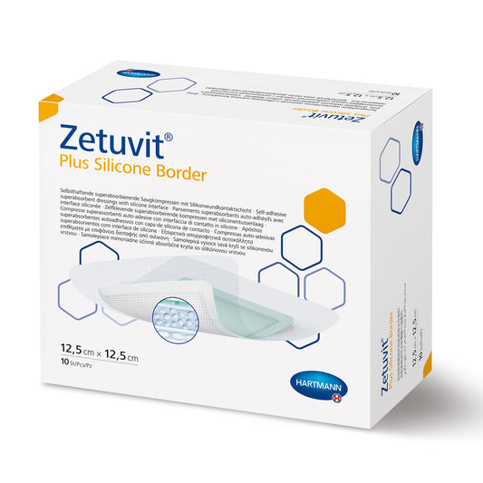 Zetuvit® Plus Silicone Border 5 X 5 Inch Square Super Absorbent Dressing (Box of 10) - ZETUB5510