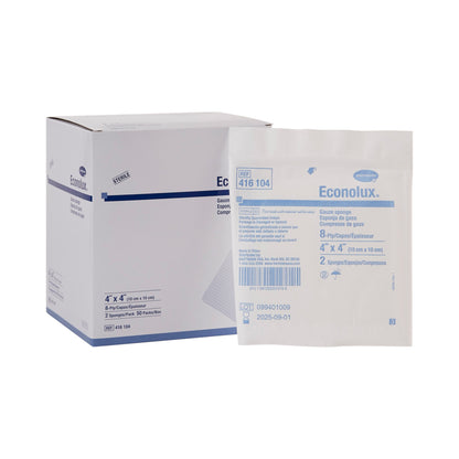 Gauze Sponge Econolux® 4 X 4 Inch 2 per Pack Sterile 8-Ply Square GAUZE, SPNG ECONOLUX CTN 4X4 8PLY (Bx/100) (2/PK100PK) - 416104