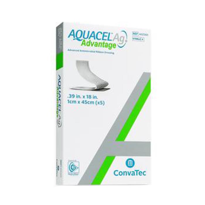 Aquacel Silver Hydrofiber Dressing Aquacel® Ag Advantage 0.39 X 18 Inch Ribbon Sterile(Bx/5) - AQ422301