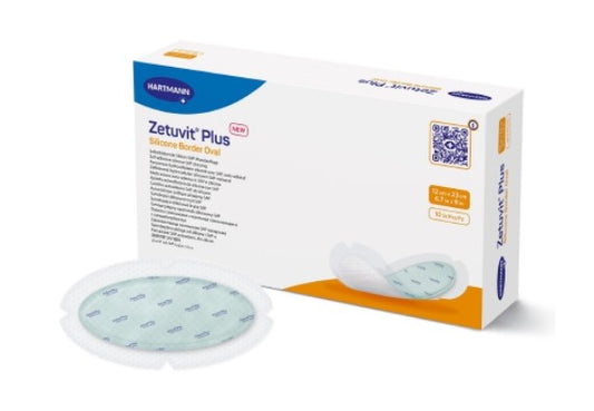 Super Absorbent Dressing Zetuvit® Plus Silicone Border Silicone Adhesive 4.7 X 9 Inch Oval (Bx/10) - 413909