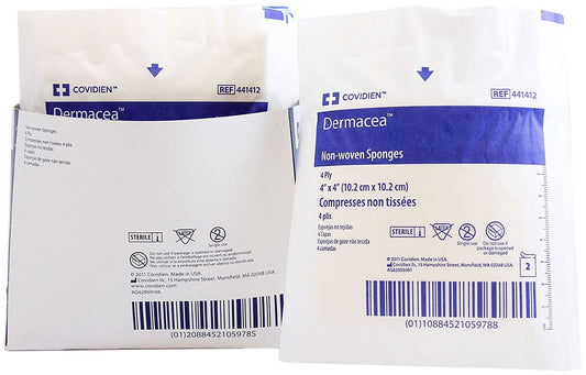 4x4 Inch Non-Woven Sponge 4-Ply Sterile- Box of 50 - S4404