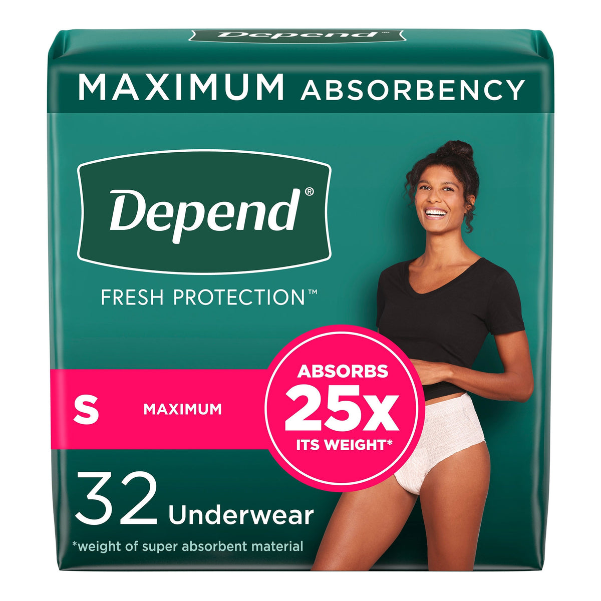 Female Adult Absorbent Underwear Depend® Fresh Protection Waistband Style Small Disposable Heavy Absorbency (Cs/64) - 53741