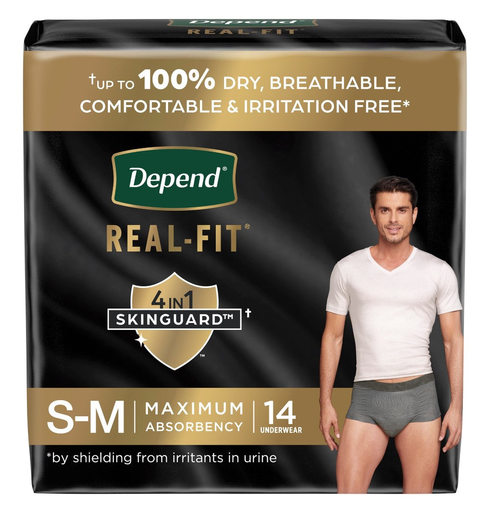 Depend Real Fit Male Adult Absorbent Underwear Waistband Style Small / Medium Disposable Heavy Absorbency (28 Count) - 55426