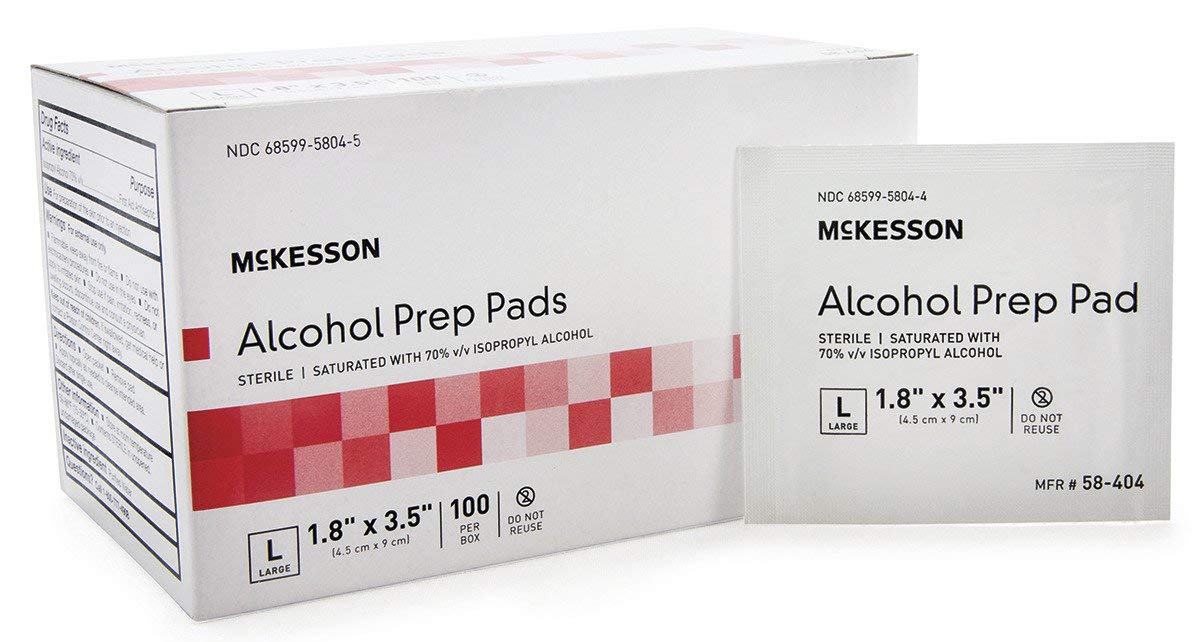 Alcohol Prep Pad Large (1.8”x3.5”)- Bx/100 - IPA1835