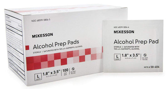 Alcohol Prep Pad Large (1.8”x3.5”)- Bx/100 - IPA1835