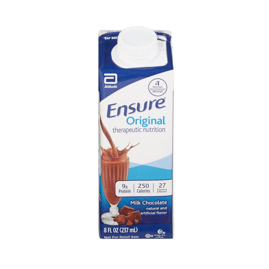 Ensure® Original Therapeutic Nutrition Shake Chocolate Flavor Liquid 8 oz. Reclosable Carton (Case of 24) - 64937