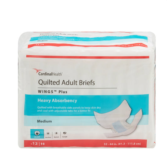Quilted Adult Briefs Wings™ Plus with Tabs Disposable Medium (Case of 96)