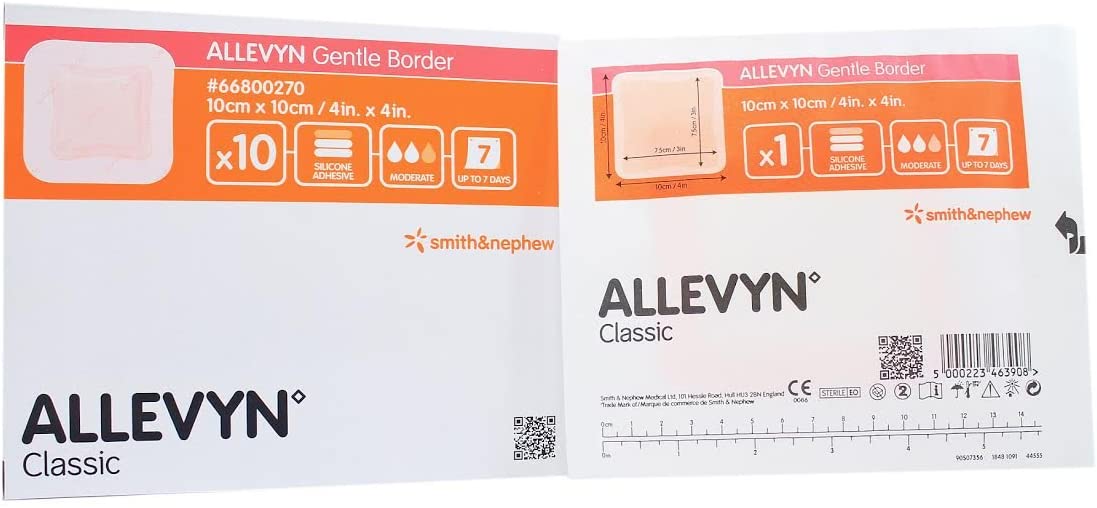 Allevyn Gentle Border 4x4 Inch (Box of 10) - ALLGB4410