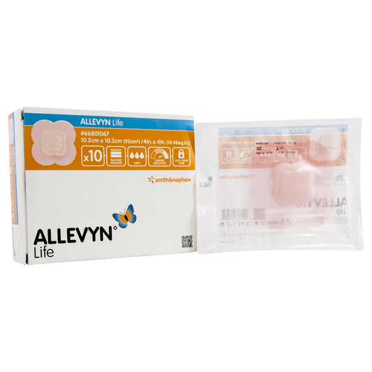 Allevyn Life Quadrilobe 4"x4" (Bx/10) /  Foam Dressing Allevyn Life 4 X 4 Inch With Border Film Backing Silicone Gel Adhesive Quadrilobe Sterile (Bx/10) - ALLQL4410