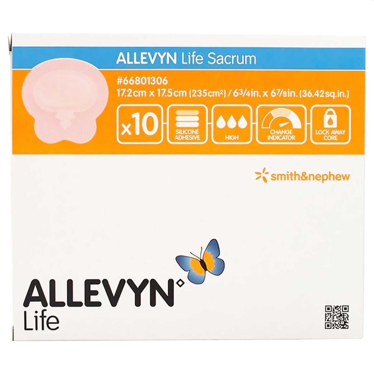 Allevyn Life Sacral Foam Dressing 6-3/4 X 6-7/8 Silicone Gel Adhesive 66801306 (Box of 10) - 66801306