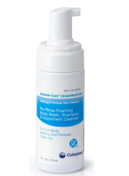 Coloplast Bedside-Care Foam Rinse-Free Shampoo and Body Wash Unscented, 4 oz. Pump Bottle,- Each - 67147