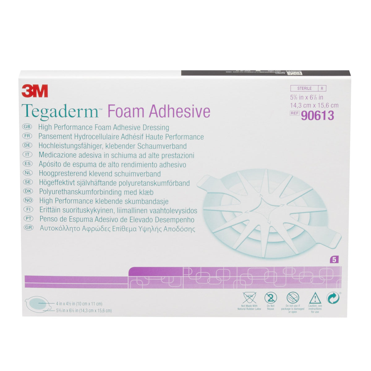 Tegaderm™ High Performance 5-5/8 X 6-1/8 Inch With Border Film Backing Acrylic Adhesive Oval Sterile (Box of 5) - 90613