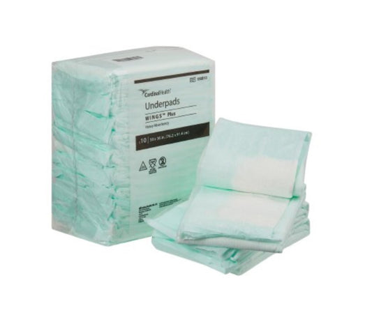Disposable Underpads Wings Plus 30 X 36 Inch Fluff / Polymer Heavy (Case of 50) - 958B10