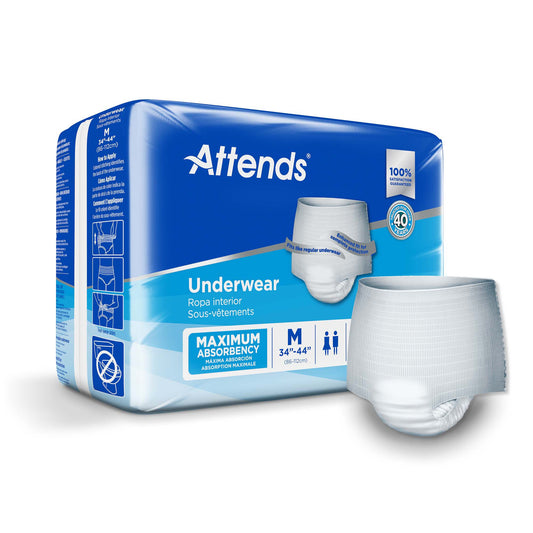 Unisex Adult Absorbent Underwear Attends Pull On with Tear Away Seams Medium Disposable Heavy Absorbency (Case of 80) - AP0720